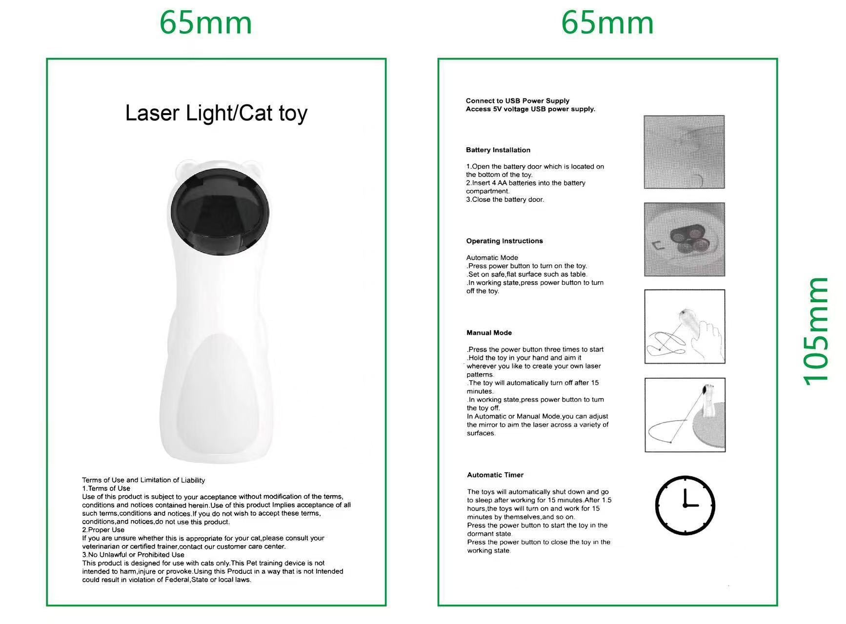 Automatic Laser Cat Toy – Smart Interactive - product specification
