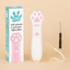 Laser pointer with paw design, packaging, and screwdriver on a beige background
