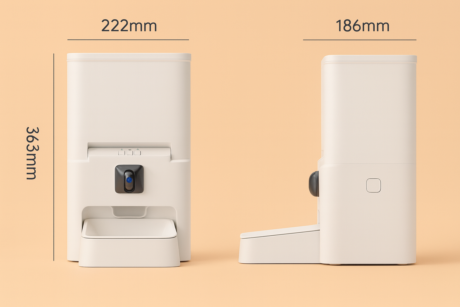 PetNex 6L Smart Automatic Pet Feeder with Camera & App-full dimensions-height and width