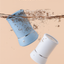 Two cleaning devices with water splashes and text 'Easy to clean, convenient to use' on a beige background.