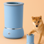 Blue pet water fountain with a dog on a beige background