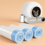 Pet product with rolls of material on a beige background