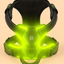 Green LED dog harness on a beige background