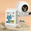 Tofu cat litter packaging with a blue cartoon cat on a light background