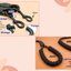 Black dog leashes with upgraded design features on a beige background