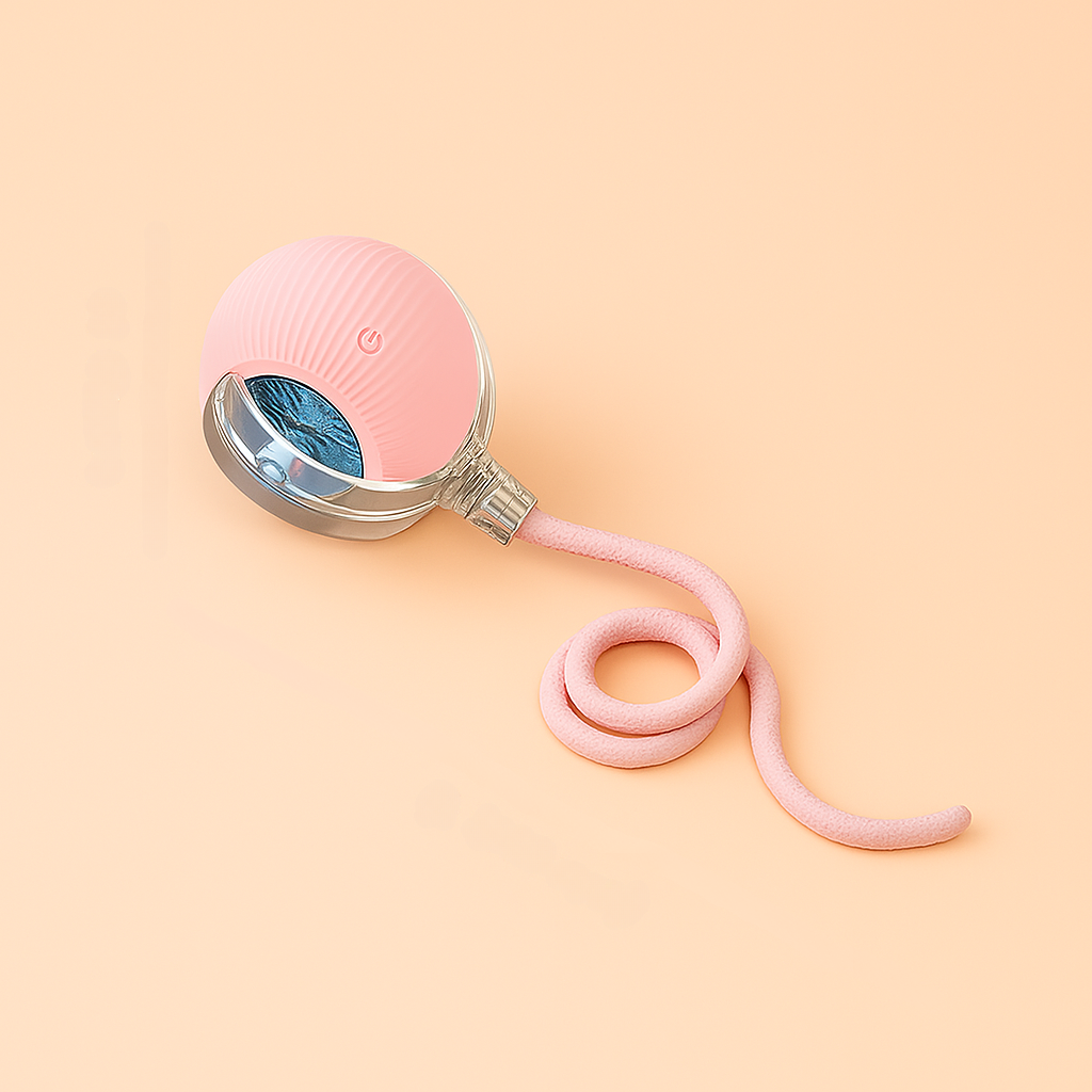 pink color - PetNex Smart Interactive Auto-Rolling Pet Toy Ball with Tail for Cats and Small Dogs