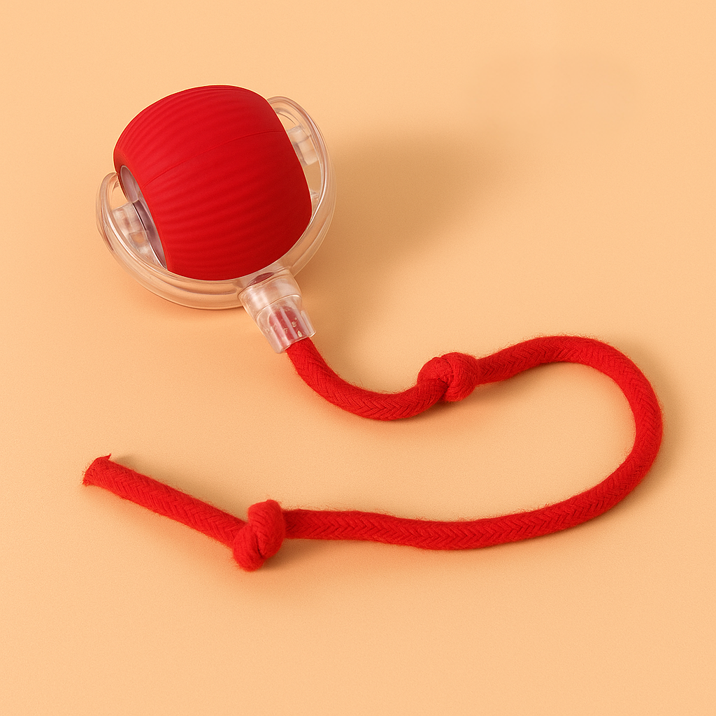 red color - PetNex Smart Interactive Auto-Rolling Pet Toy Ball with Tail for Cats and Small Dogs