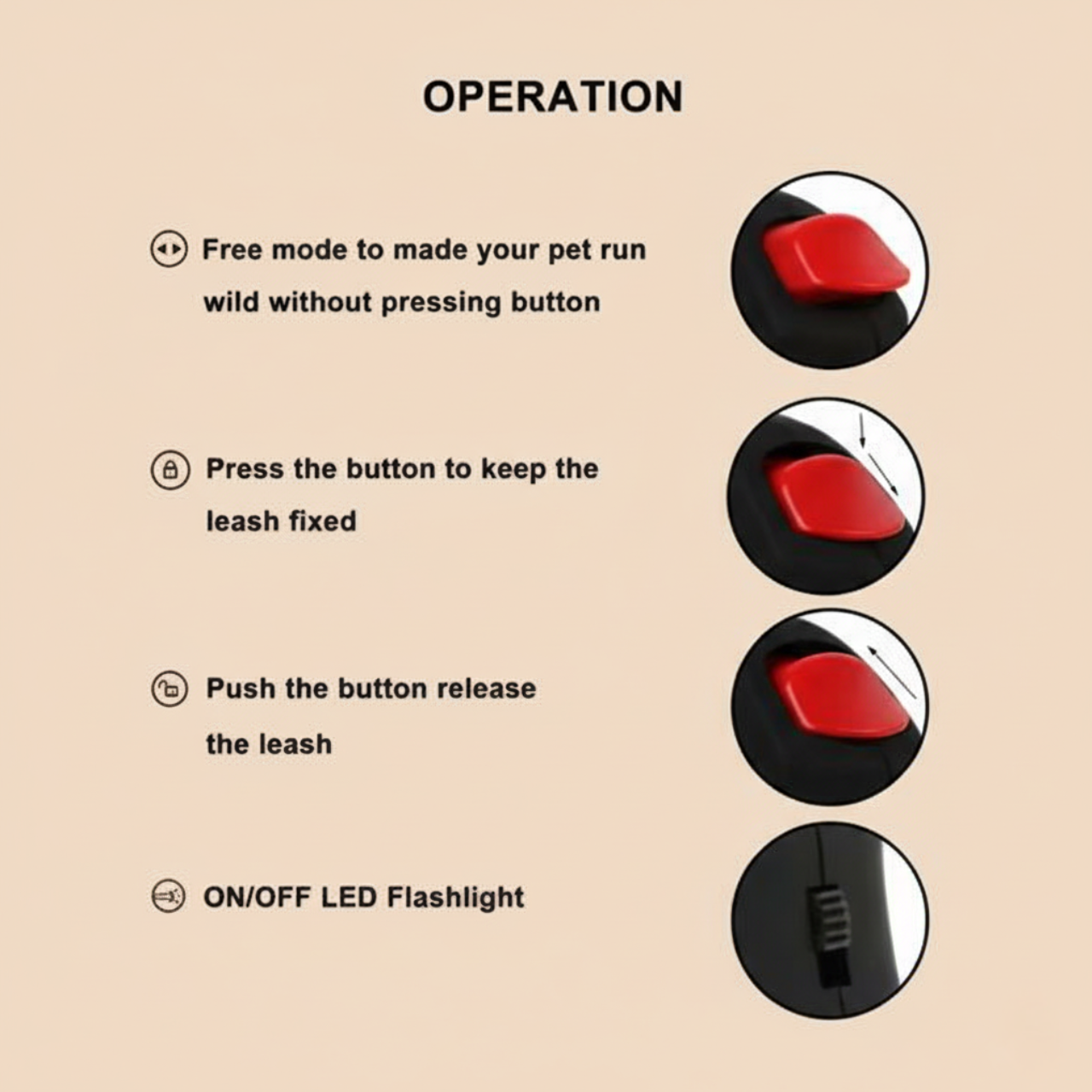 PetNex retractable dog leash buttons manual 