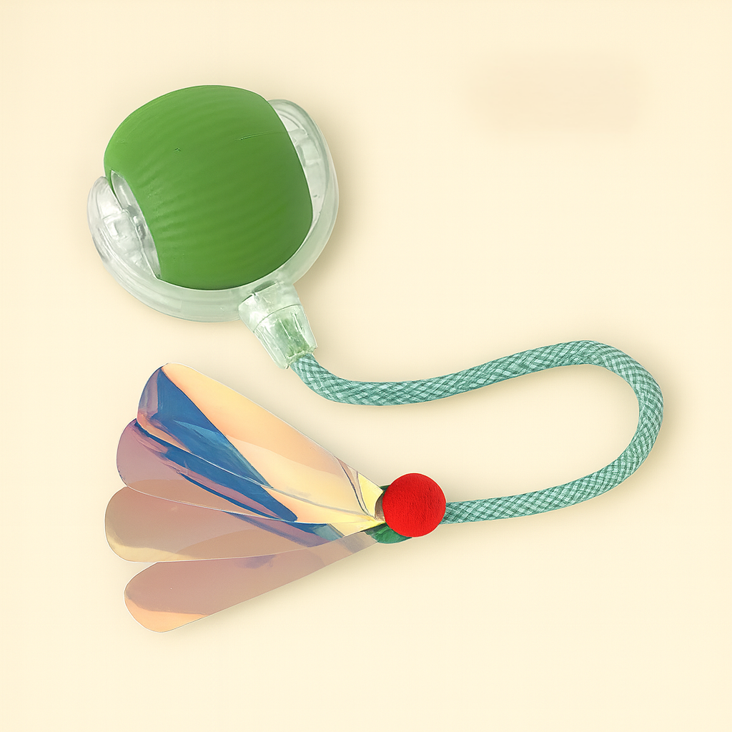 green color - PetNex Smart Interactive Auto-Rolling Pet Toy Ball with feather Tail for Cats and Small Dogs